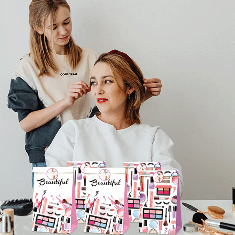 Spa Make Up Partyzubehör Kosmetik Alles Gute zum Geburtstag Banner Papier Goodie Bags mit Aufklebern Mädchen Frauen Geburtstag Party Dekoration – Detail 4