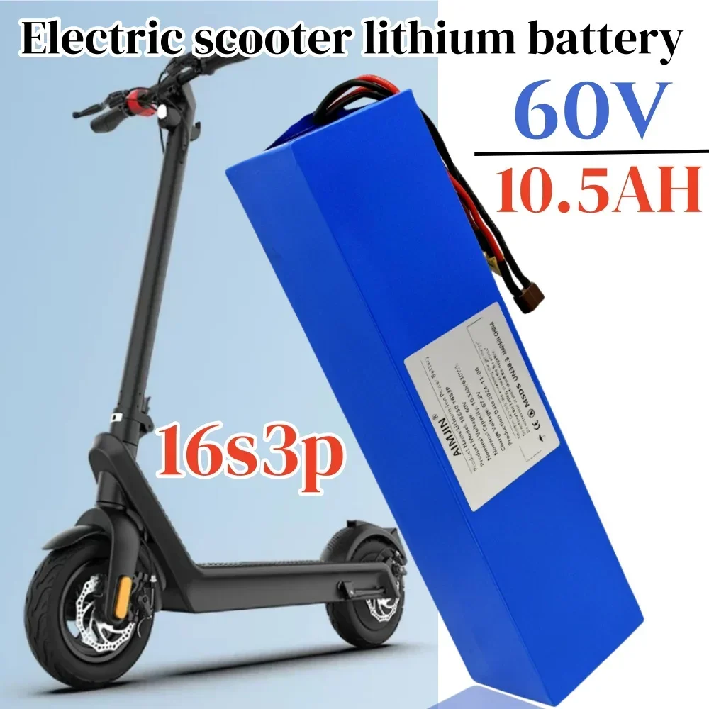 

60V 10500mAh 16S3P Lithium Battery Pack Rechargeable 18650 with BMS for High-Power Applications 700W 1500W