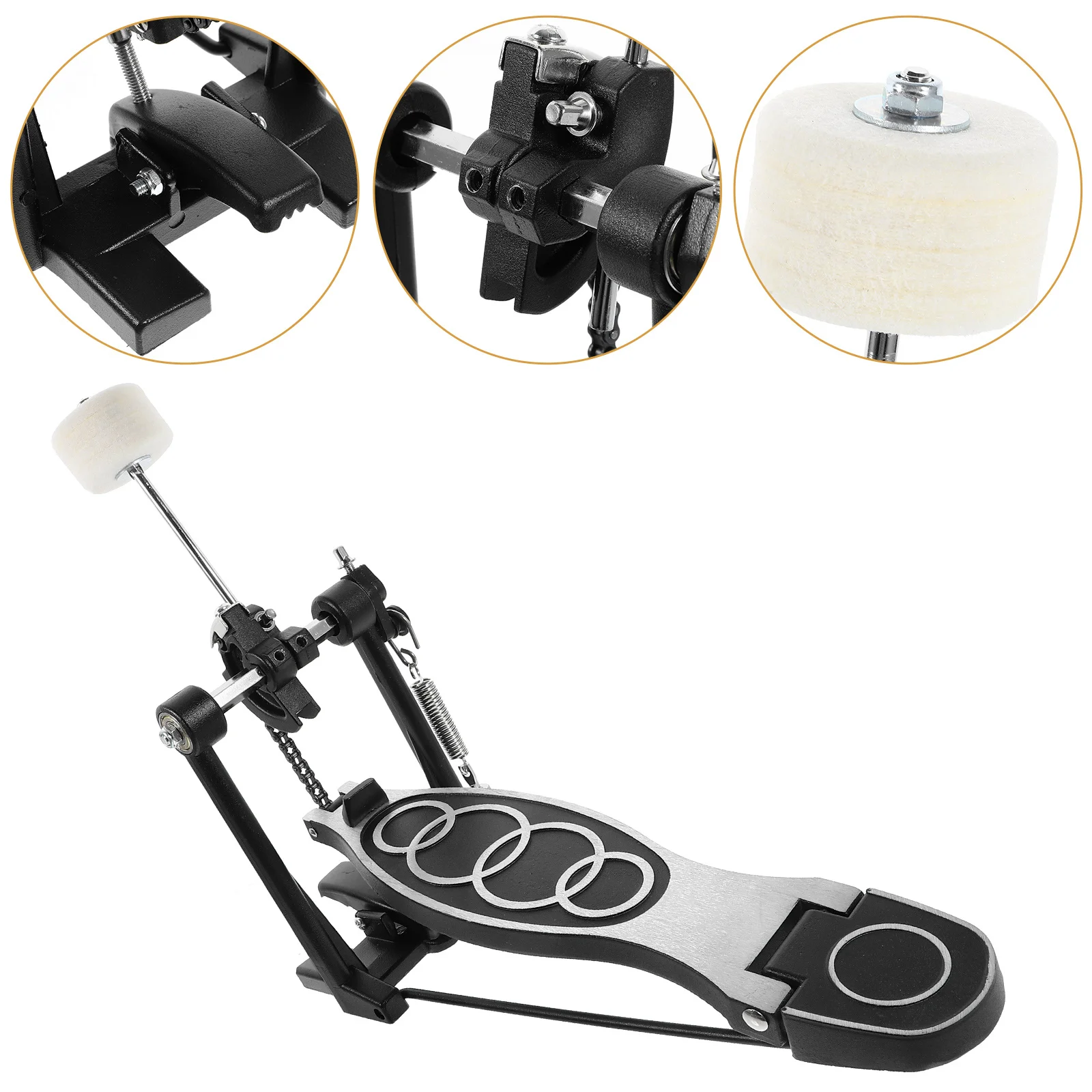 

Aluminum Alloy Single Drum Pedal for Drum Set Professional Bass Kick Pedal Replacement Accessory