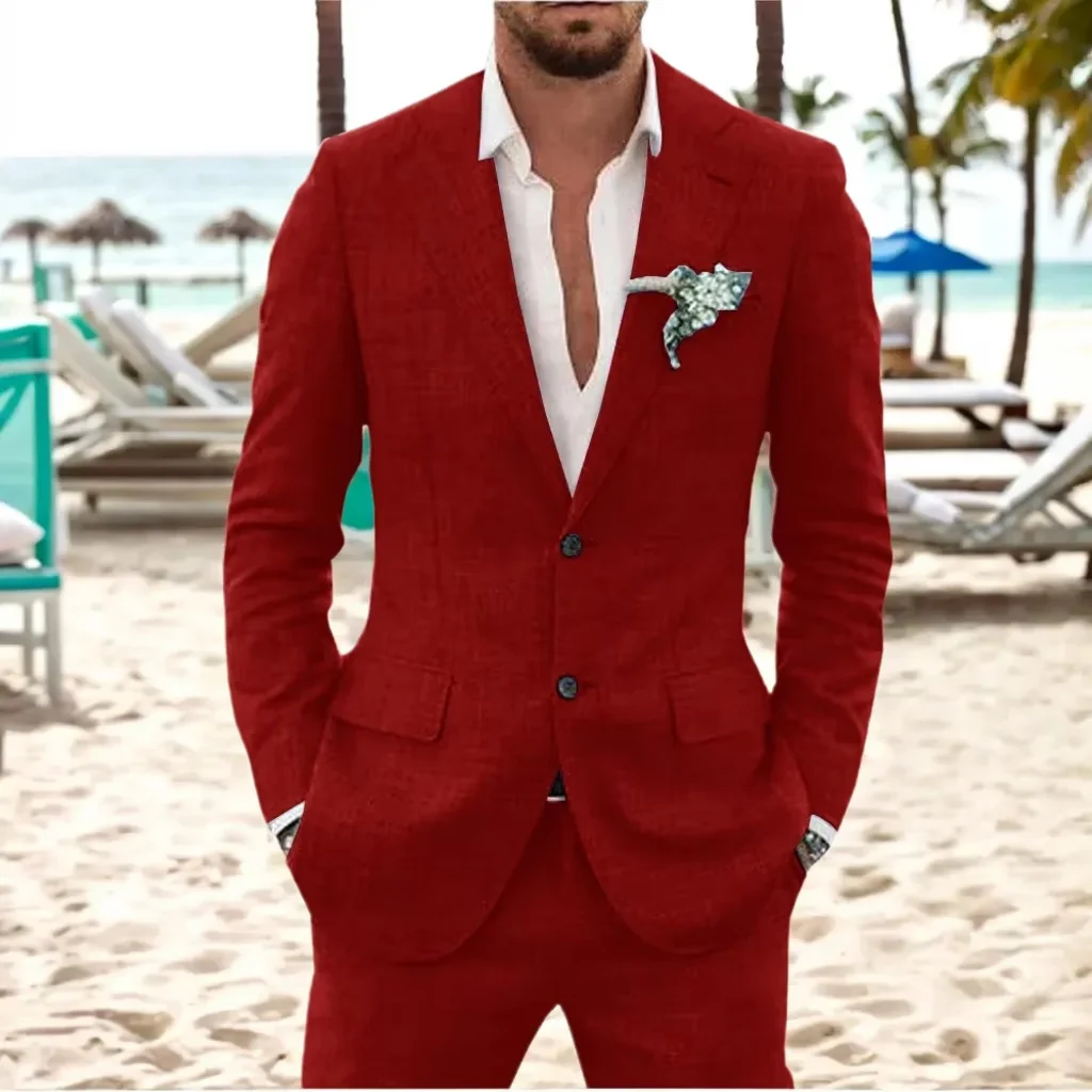 M77 Suit for Men 2 Pieces Blazer Pant Set Summer beach Party Notched Lapel Slim Fit Wedding Suit Prom Suit Groom