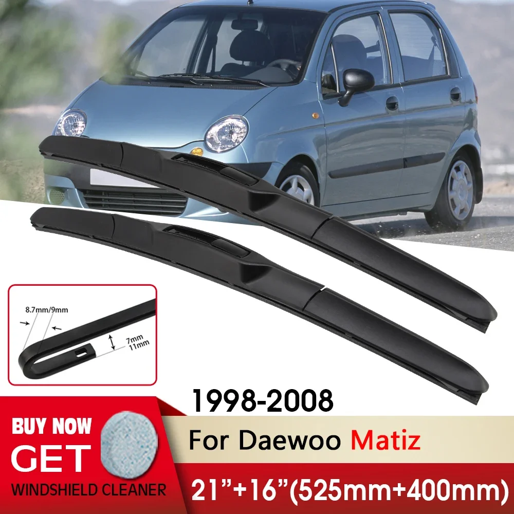 

Car Wiper RHD & LHD Front Wiper Blade 21"+16" For Daewoo Matiz 1998-2008 Fit U Hook Arm Windshield Windscreen Front Window