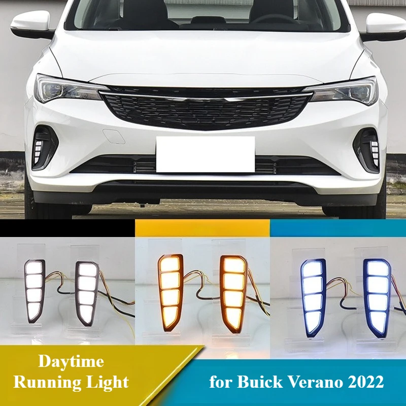 

2 шт. светодиодные дневные ходовые огни для Buick Verano 2022 года, динамический указатель поворота автомобиля, передняя противотуманная фара, 12 В, дневная фара DRL