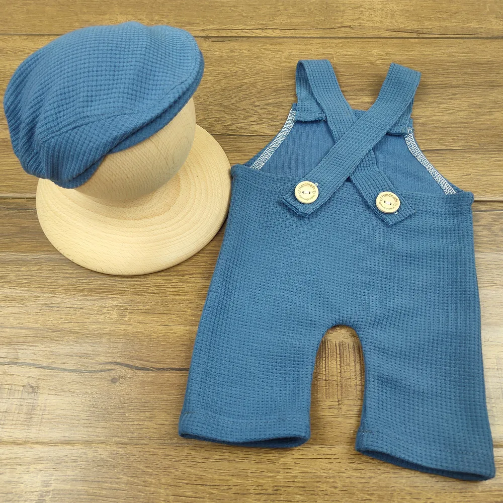 Newborn Photo Shooting Costume Summer Casual Soft Knitting Peaked Hat+Rompers Pants 2pcs/sets Baby Souvenirs Shooting Clothing