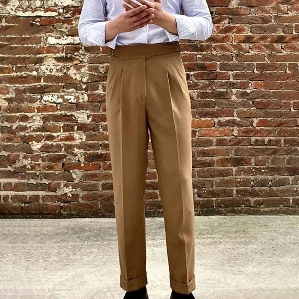 Mens Double Belt Suit Pants Genderless 2024 New British Temperament Versatile Comfortable High-Waisted Straight Trousers Unisex