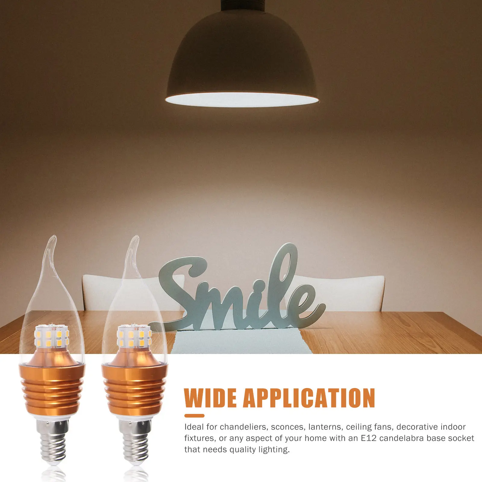 2Pcs E12 LED Flame Bulb 5W Warm White Corn Lamp 360 Degree Beam Angle for Chandeliers Sconces Ceiling Fans Indoor
