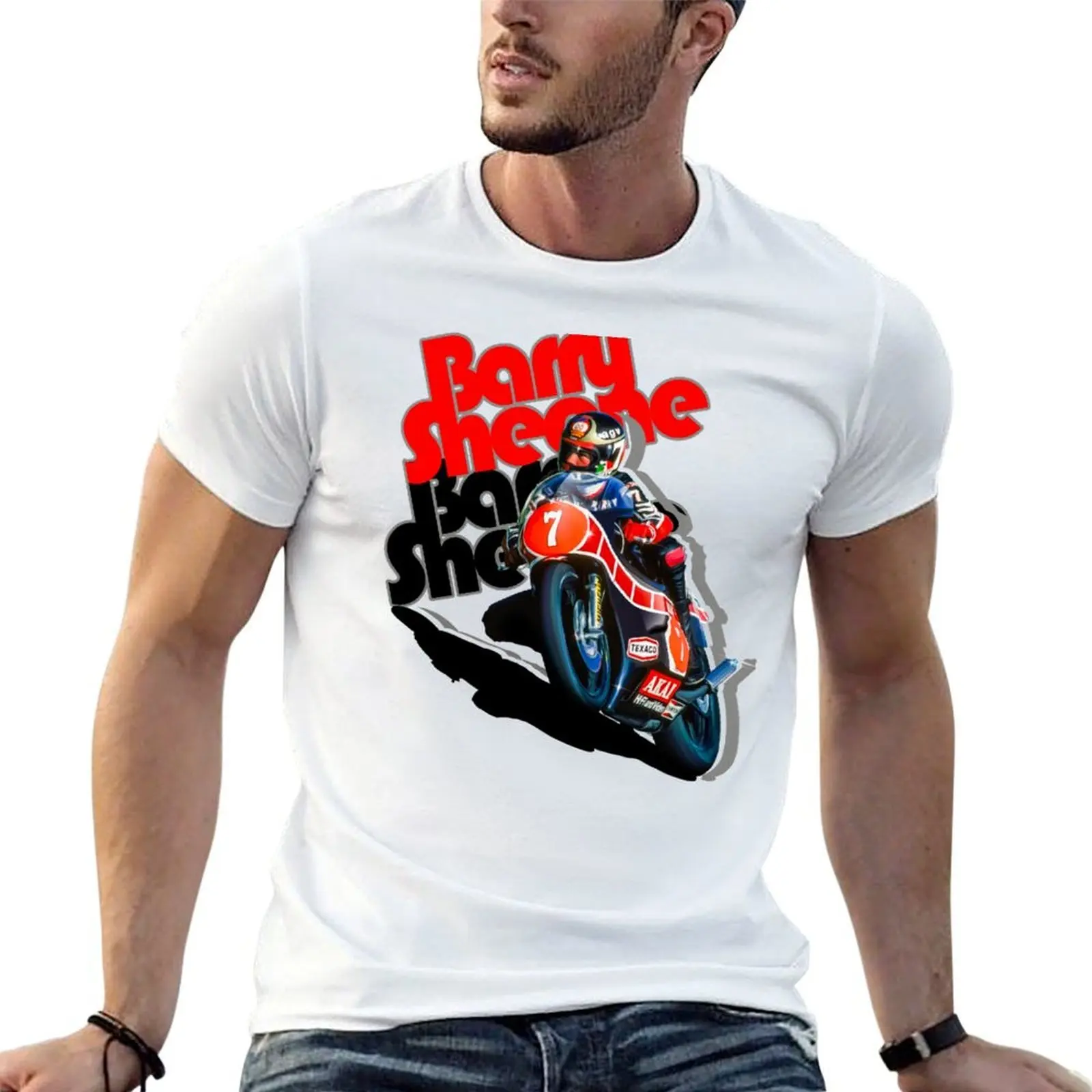 

Футболка Barry Sheene, мужские однотонные футболки для мужчин, хлопковые футболки с принтом для мужчин, футболка
