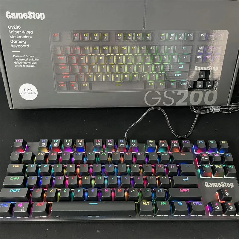 

Проводная механическая игровая клавиатура GameStop Tea Axis RGB, полноцветная световая шариковая четкая 87-клавишная блокирующая клавиатура