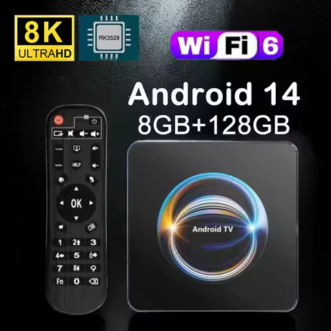 2025 X66 Smart TV Box WIFI6 Android 14.0 RK3528 6K 2.4G&amp;5G Dual WiFi 8GB 64GB 128GB BT5.2 8K Global Media Player Voice Top Box