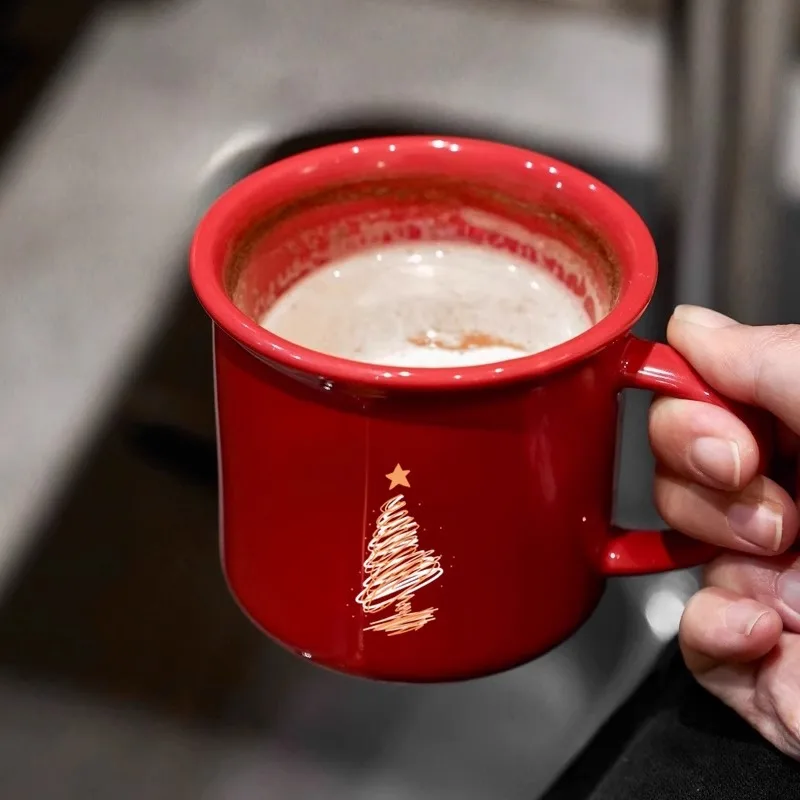 1 قطعة كبير الأحمر عيد الميلاد القدح السيراميك القهوة القدح عيد الميلاد السيراميك القدح المنتجات المنزلية شركة هدايا العيد