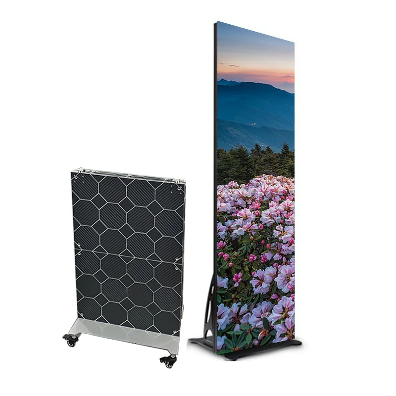 カスタマイズ可能なP1.53屋内折りたたみ式LEDディスプレイ画面 640*1920mm ポータブルポスターデジタルサイネージ 新発売 ステージ/地下鉄向け