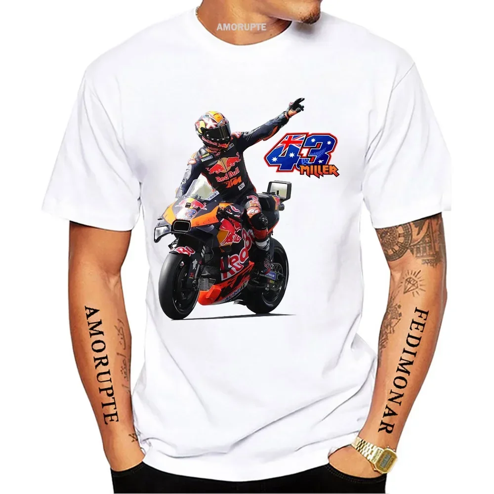 

2024 Jack Miller 43 GP Racing Riding T-Shirt New Men Short Sleeve Boy Adventure Sport Casual White Tops Motorcycle Rider Tees