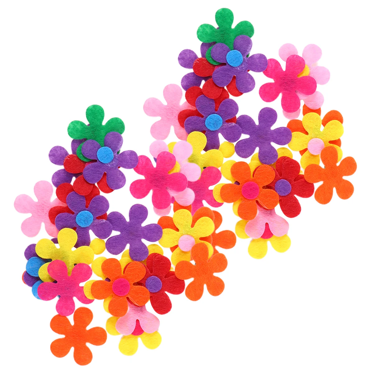 100 Pcs Five-petal Felt Flowers Non-woven Fabric Plum Supplies Handmade Blossom Shape The