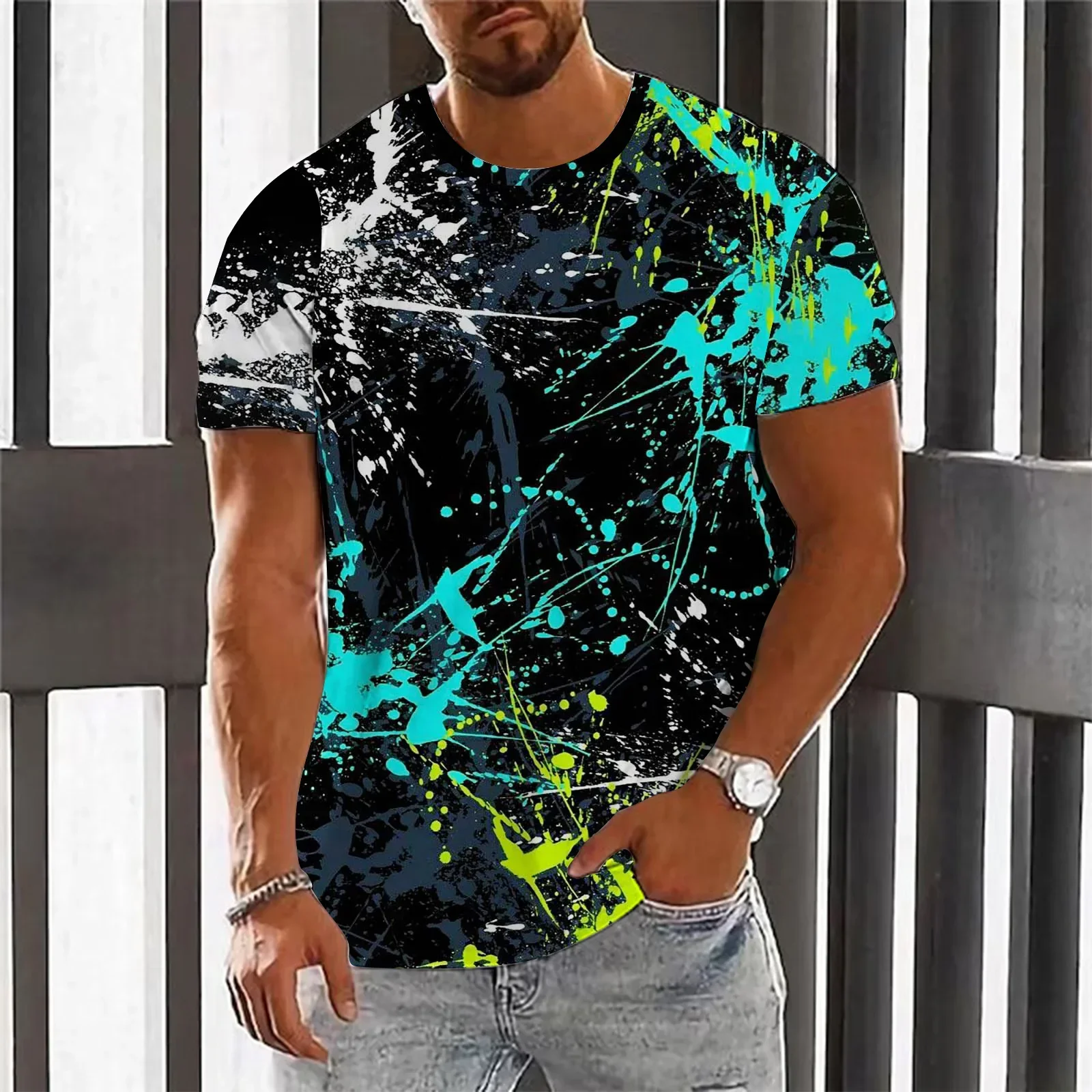 Stylish and Unique Smoke Print Man Short Sleeve T-shirt Men Casual and Versatile Harajuku Tops Tshirt Men's T-shirts Tee Graphic