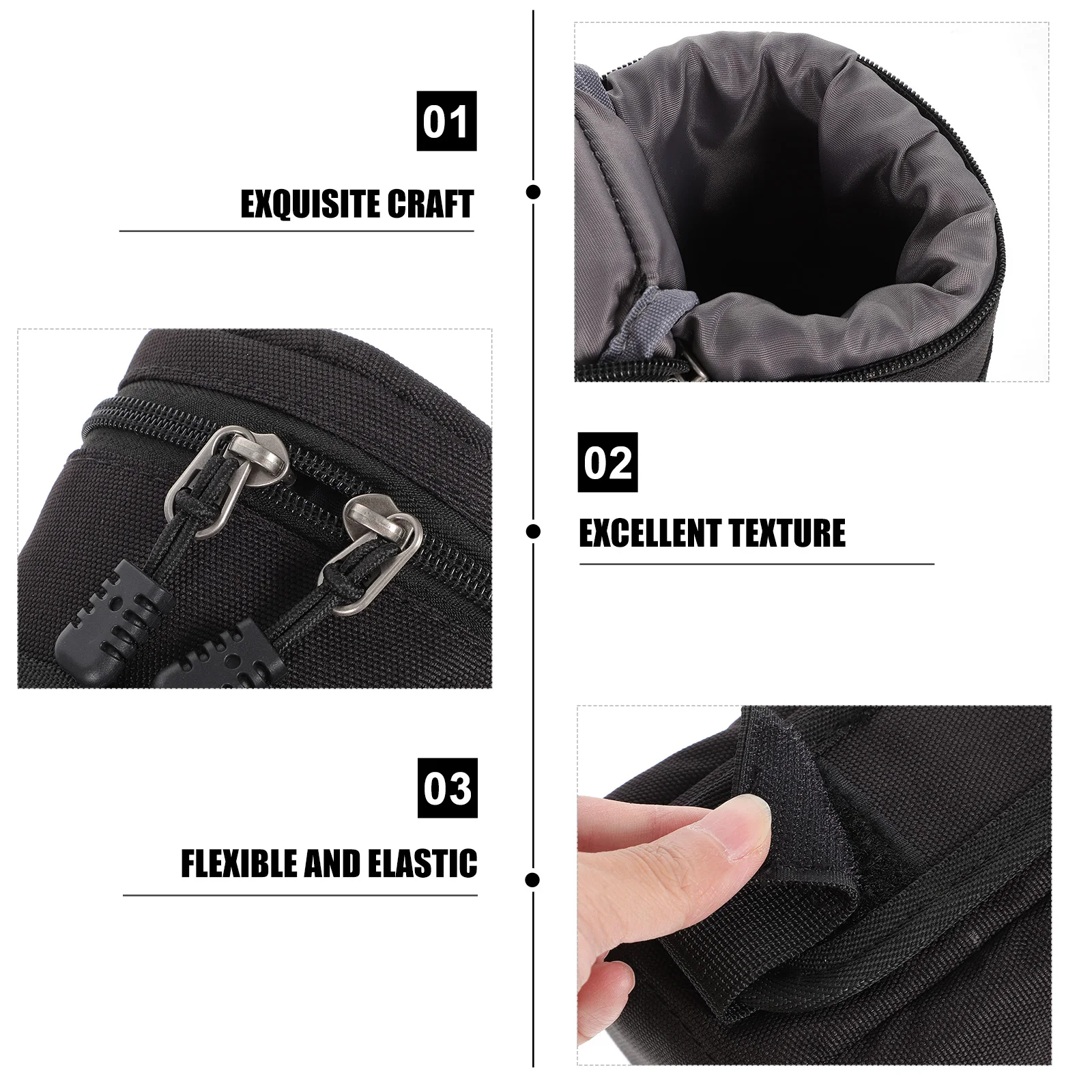 

Premium PU Camera Lens Pouch Lightweight Compact Camera Bag Shockproof Waterproof Protection for Photographer Gift