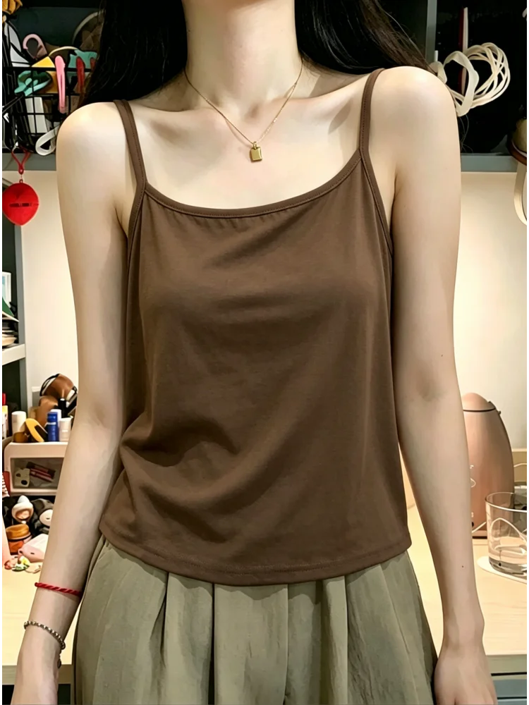 Women's Loose Cotton Tank Top 95% Cotton Summer New Style Outerwear Inner Match Base Shirt plus Size Slimming Belly Cover