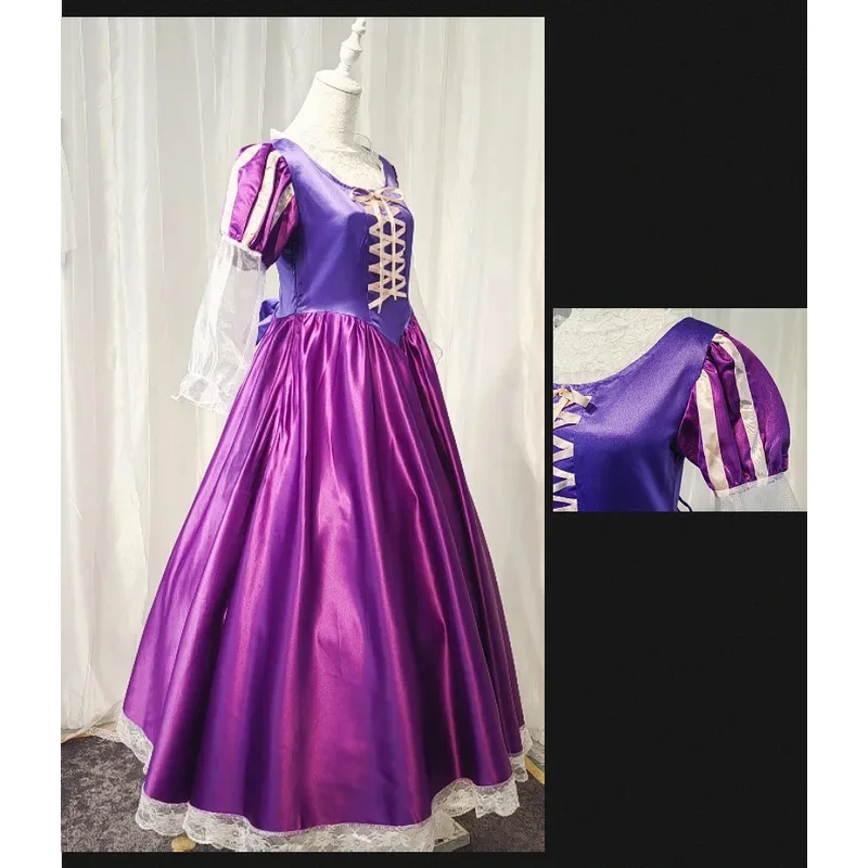 Rapunzel Princess Cosplay Costumes Girls Women Madrigal Purple Lace Dress Gown Party Dresses Halloween Carnival Cosplay Clothing