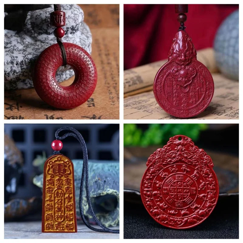 ore high-content purple gold sand Heart Sutra peace pendant Tai Bagua red guardian amulet