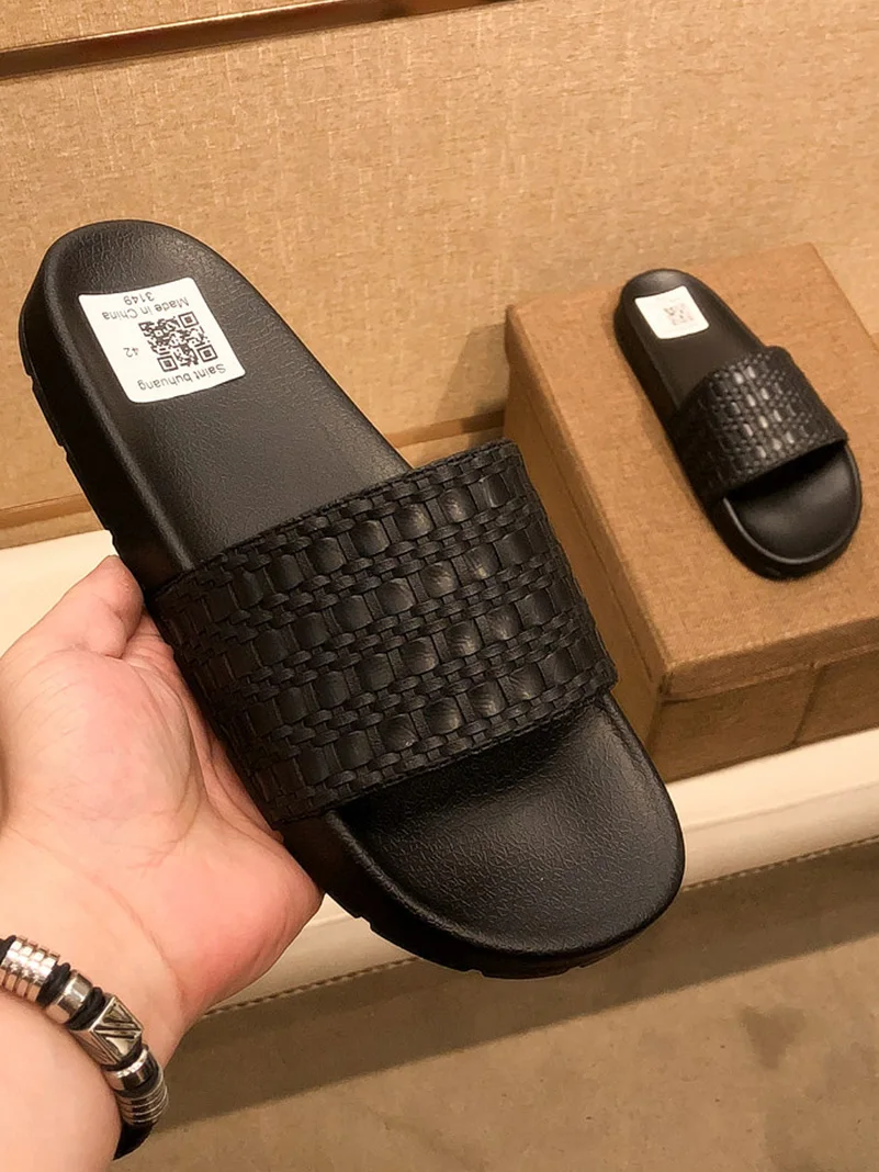 

Men's Summer Outdoor Leather Woven Slippers Anti-Slip Freened Smell Comfortable Rubber Sole Casual Slip-On oes