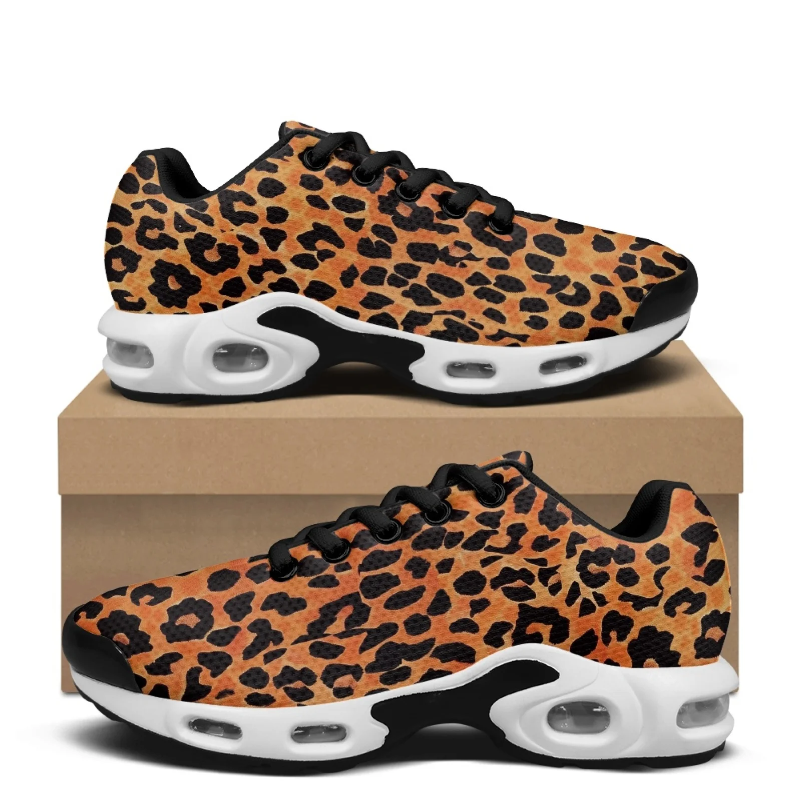 PENSTROLL Fashion Air Cushion Sneakers Platform Breathable Tennis Sneakers for Fitness Men Leopard Print