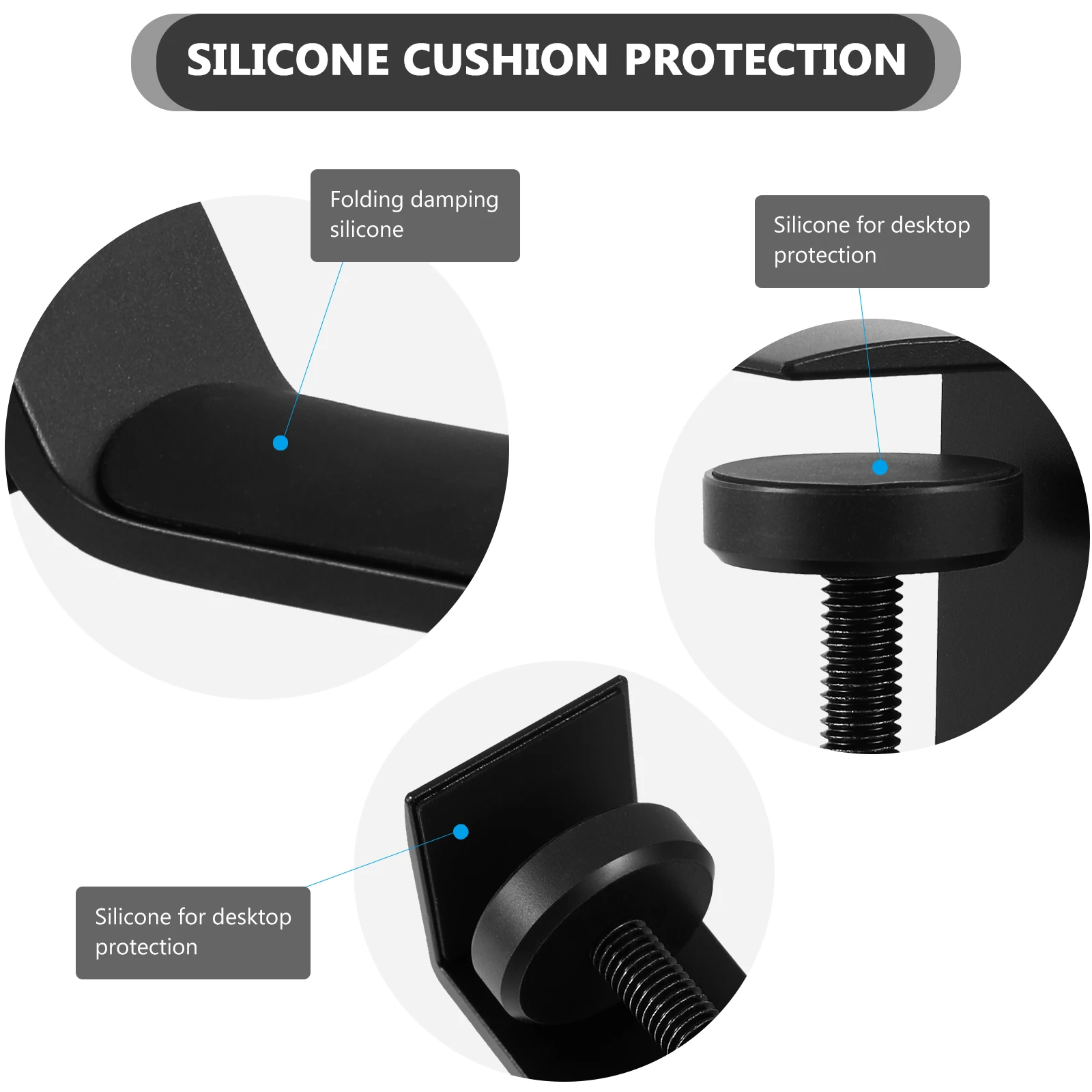 

Dual Headphone Holder Black 360 Rotatable Desk Hook Wear Resistant Anodizing Process Sturdy Screw Design for Headset Mount Home