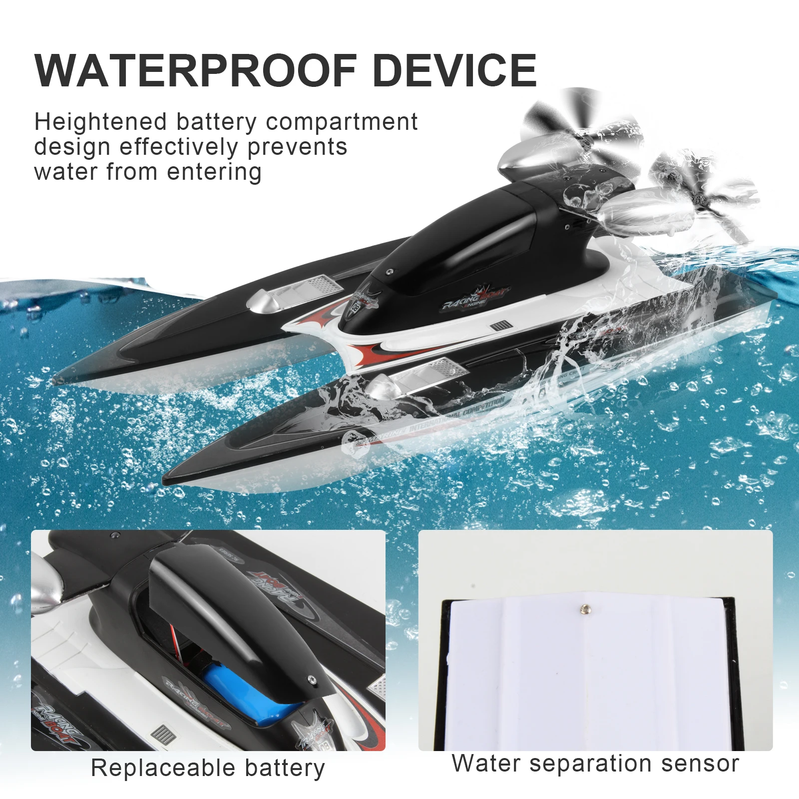 RC Boat 2.4Ghz 30km/h High-Speed Remote Control Racing Ship Water Speed Boat Waterproof Rechargeable For Children Model Toy 14+