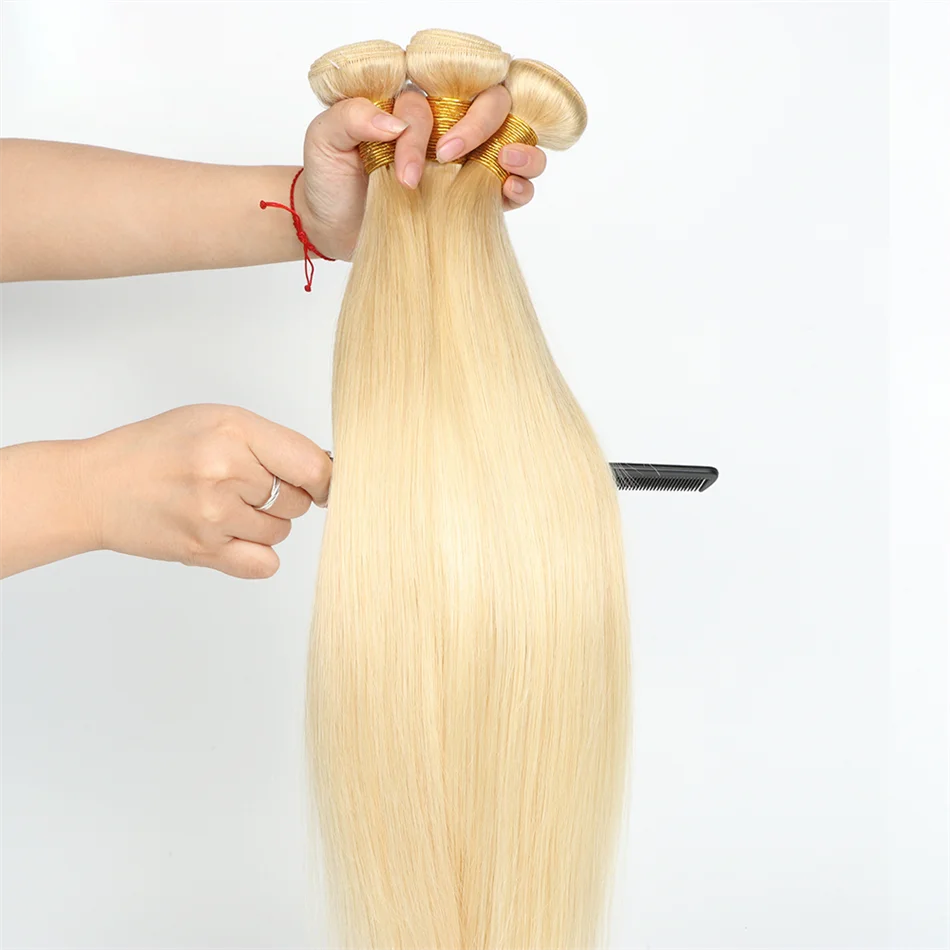 1/3/4 Bundles 613 Blonde Straight Human Hair Extensions 100% Human Hair Bundles Brazilian Remy Hair Weaveing 10-30 Inch