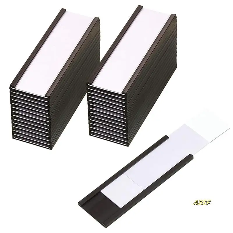 150 ชิ้นผู้ถือป้ายแม่เหล็กพร้อมผู้ถือบัตรข้อมูลแม่เหล็กพร้อมตัวป้องกันพลาสติกใสสําหรับชั้นวางโลหะ (1X3 นิ้ว)