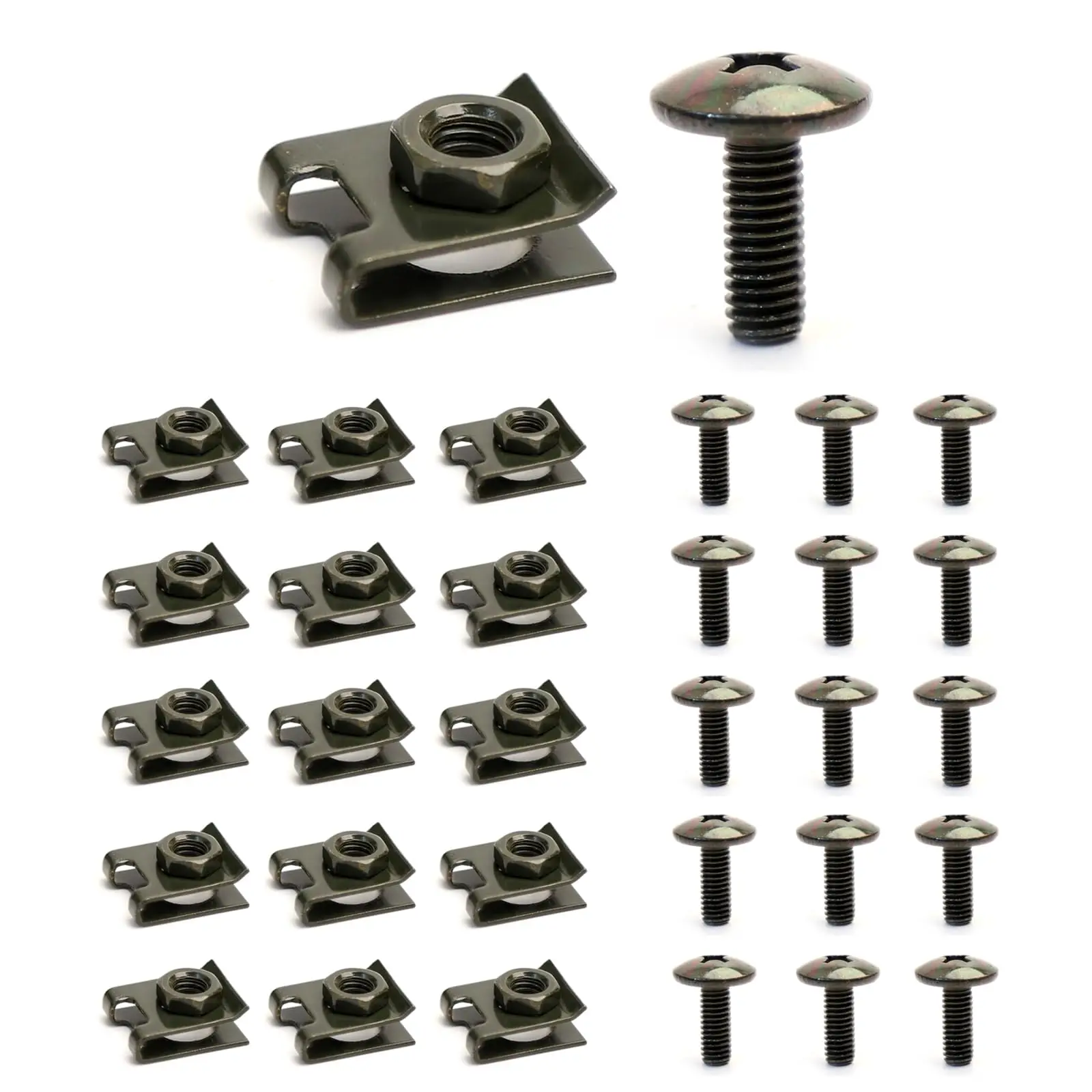 

15Pcs U-Shaped Fasteners with M6 Screw Hole in Carbon Steel Material Applied to Car Hood Fenders Bumper License Plat.