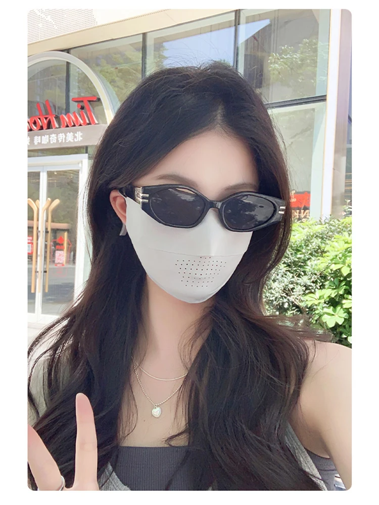 2023 Ice Silk Breathable Sunscreen Mask Women Summer Full Face Eye Protection Anti-UV Sunshade Thin Face Mask