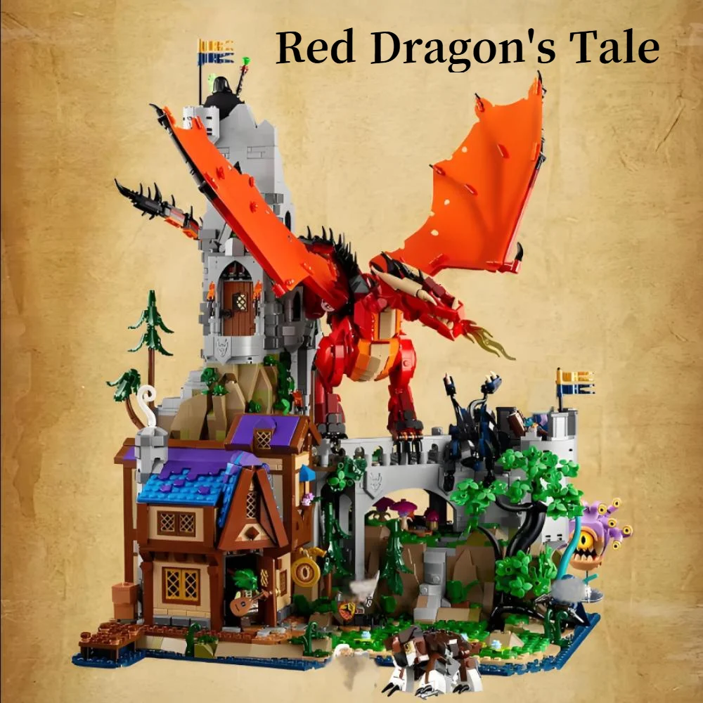 

New Arrival 21348 Epic Red Dragon Battle Dungeons Dragons Medieval Castle Red Dragon Tale Building Block Christmas Gift 3745pcs
