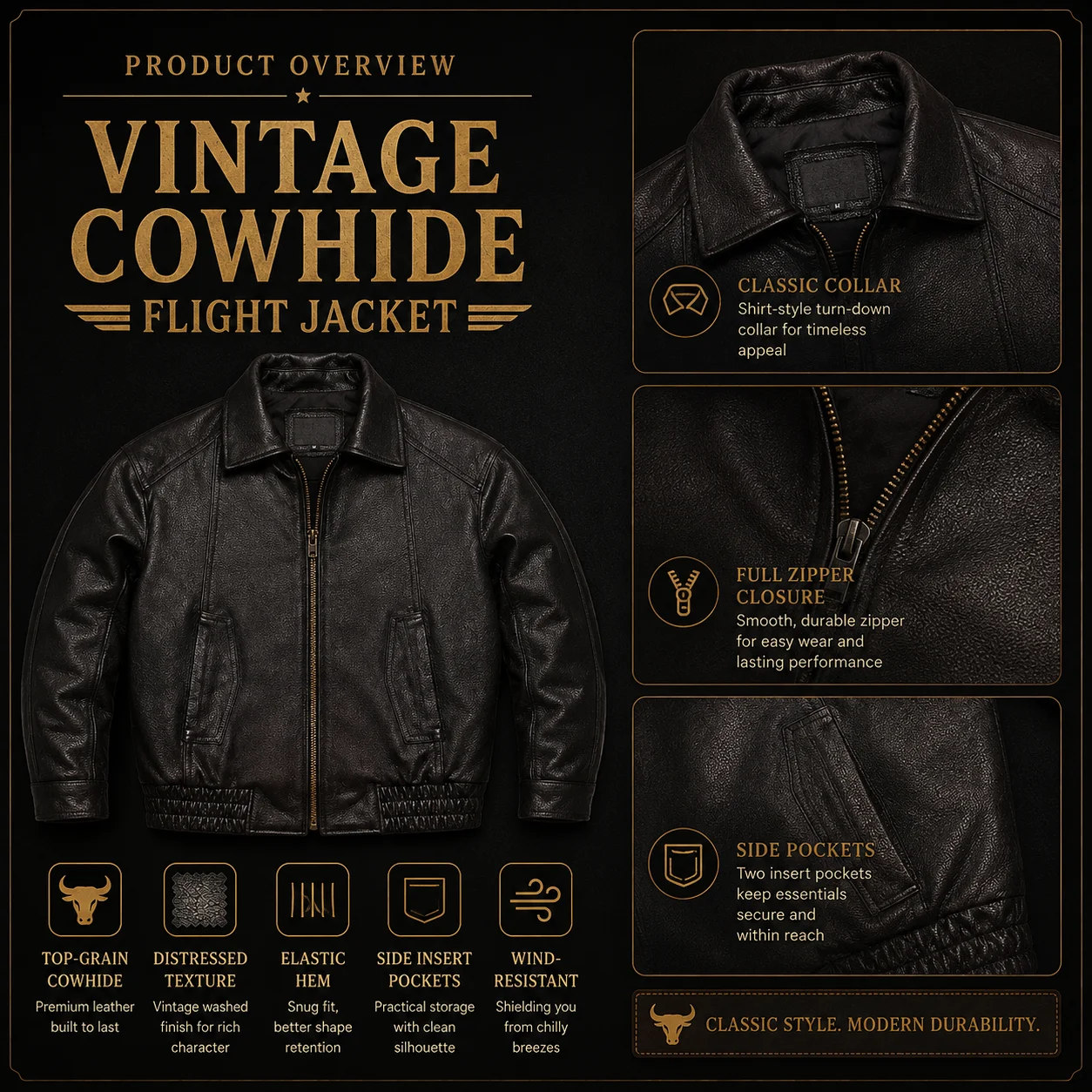 Veste en cuir de vachette vint - Bomber Jacket Men avis et prix