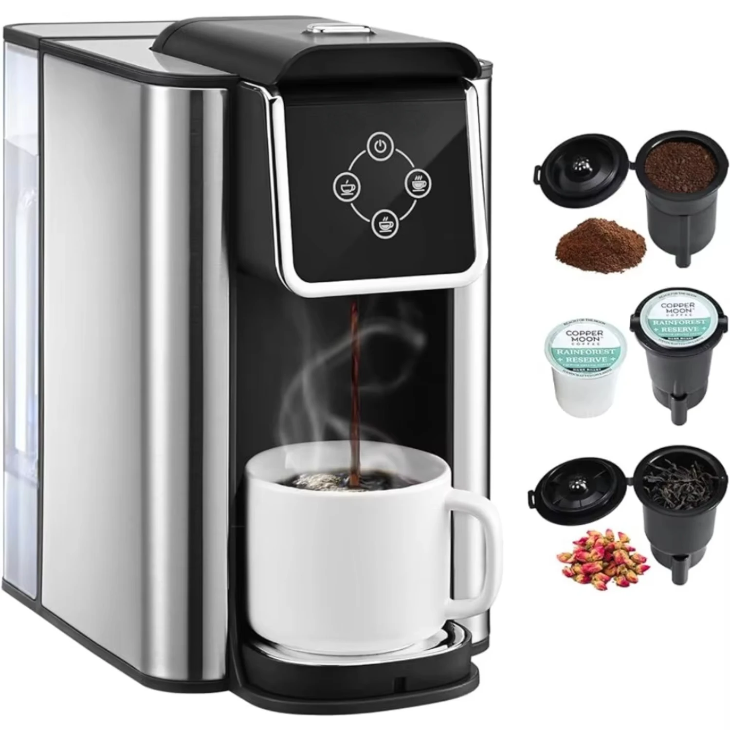 3-in-1 Single Serve Coffee Machine, Instant Coffee Brewer - 120V 1150W