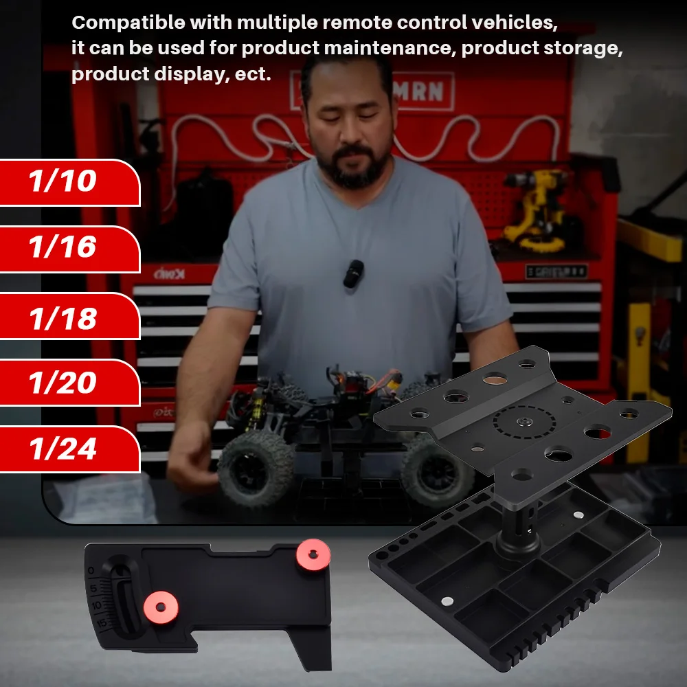 9IMOD RC حامل إصلاح السيارات منصة تجميع محطة العمل البلاستيكية 360 °   دوران مع مسطرة زاوية لسيارة RC 1/16 1/18 1/20