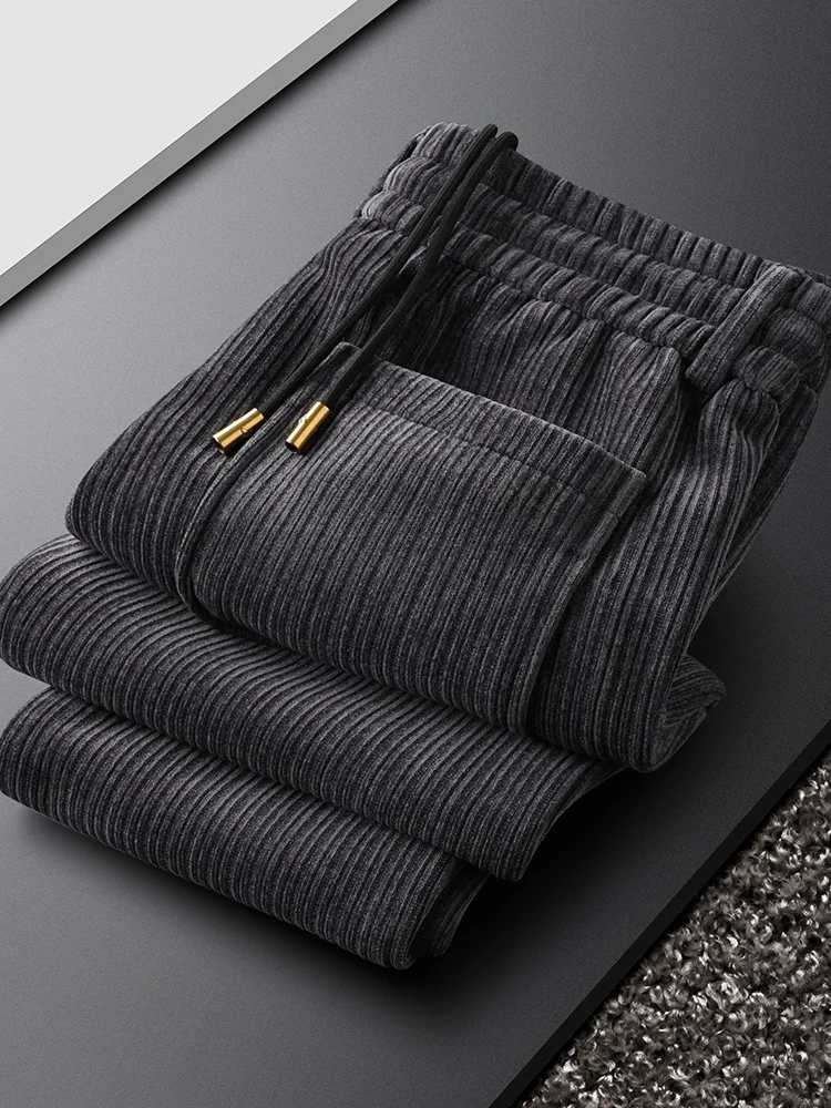 

Ja Charles Men's Thiened Warm Casual Pants Autumn Winter ey Slim Fit Small Foot Men's Chenille Corduroy Pants