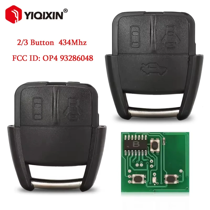 

YIQIXIN 2/3 Button 434Mhz Remote Control Car Key For Opel Astra Omega Vauxhall Vectra Zafira 1999 2000 2001 OP4 93286048 No Logo