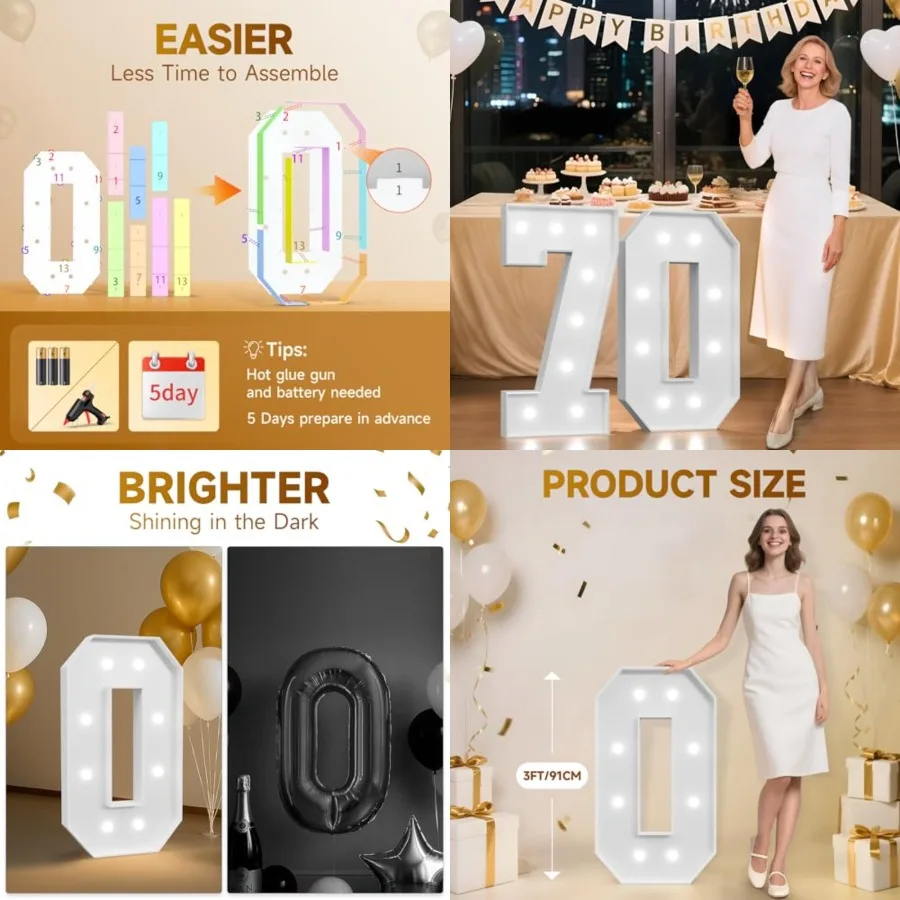 

3Feet Marquee s, Light up s for Party, 70th Birthday Decorations for Women Men, Big 70 Sign with Light for Anniversary, Birthda