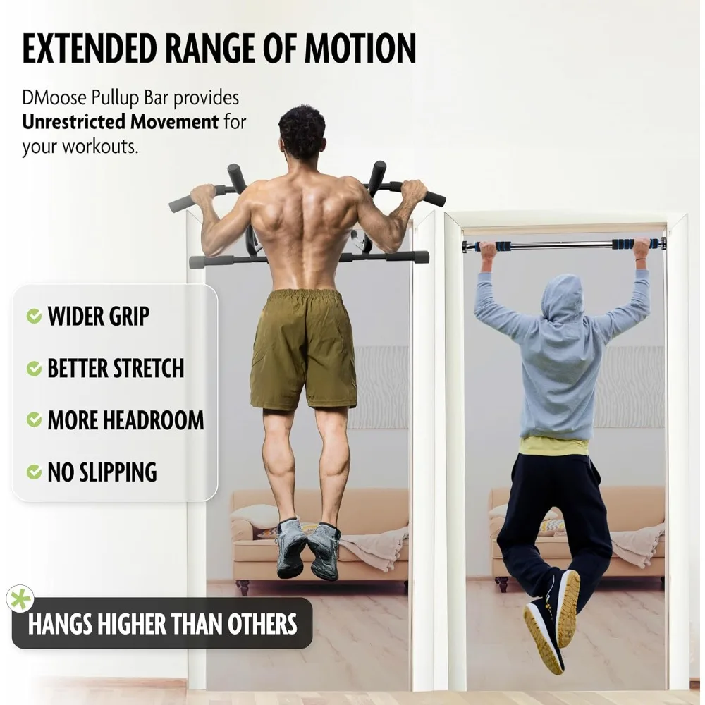 قضيب سحب للمدخل قابل للتعديل - سعة 250 رطلاً، بدون تركيب لولبي، تدريب قوة متعدد القبضات لصالة الألعاب الرياضية المنزلية #2