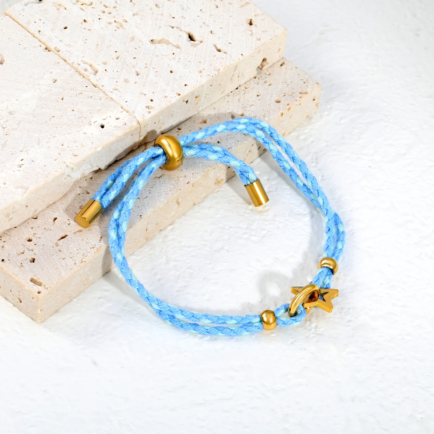 ASONSTEEL New Design Chain Bracelet Blue Red Woven Drawstring Golden For Women Stainless Steel Accessories Charm Wrist Bijoux