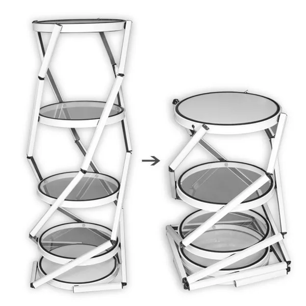 Aluminium Foldable Round Twist Tower Display Table For Sale