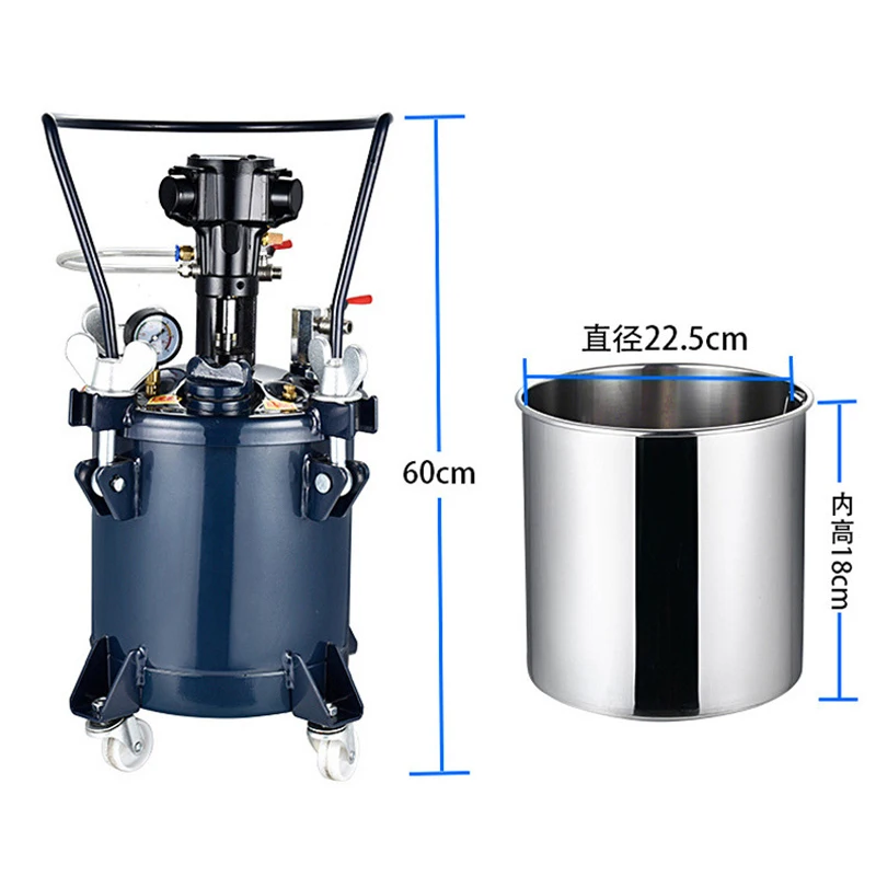 

10L Automatic Pressure Paint Tank Spray Gun Sprayer Pressure Regulator Manual Auto Air Mix Agitator Industrial Paint
