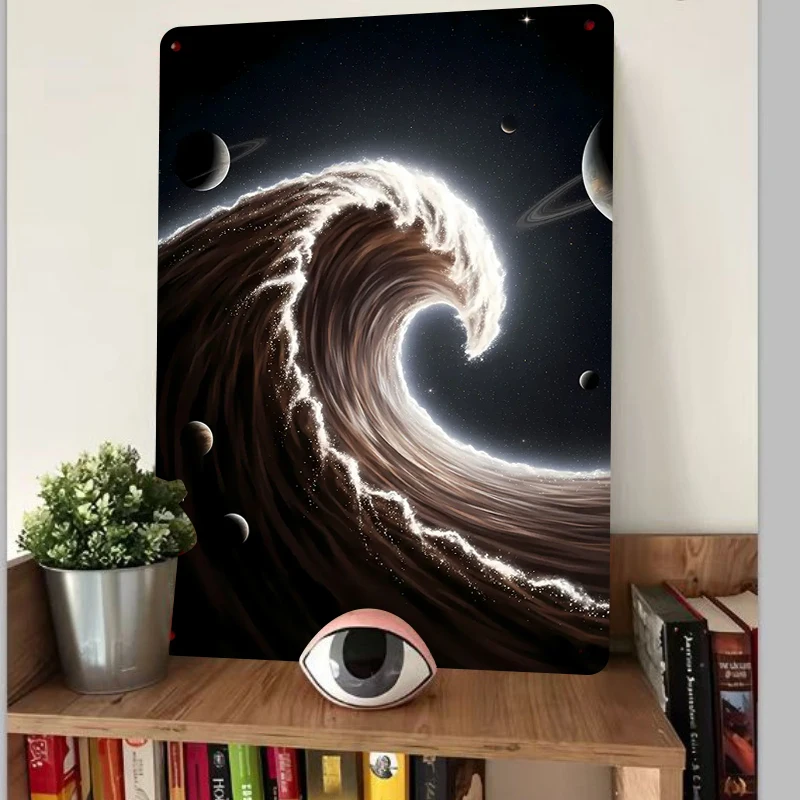 Cosmic Wave Planet Swirl Metal Wall Art Modern Home Decor Living Room Study Room Hanging Decoration