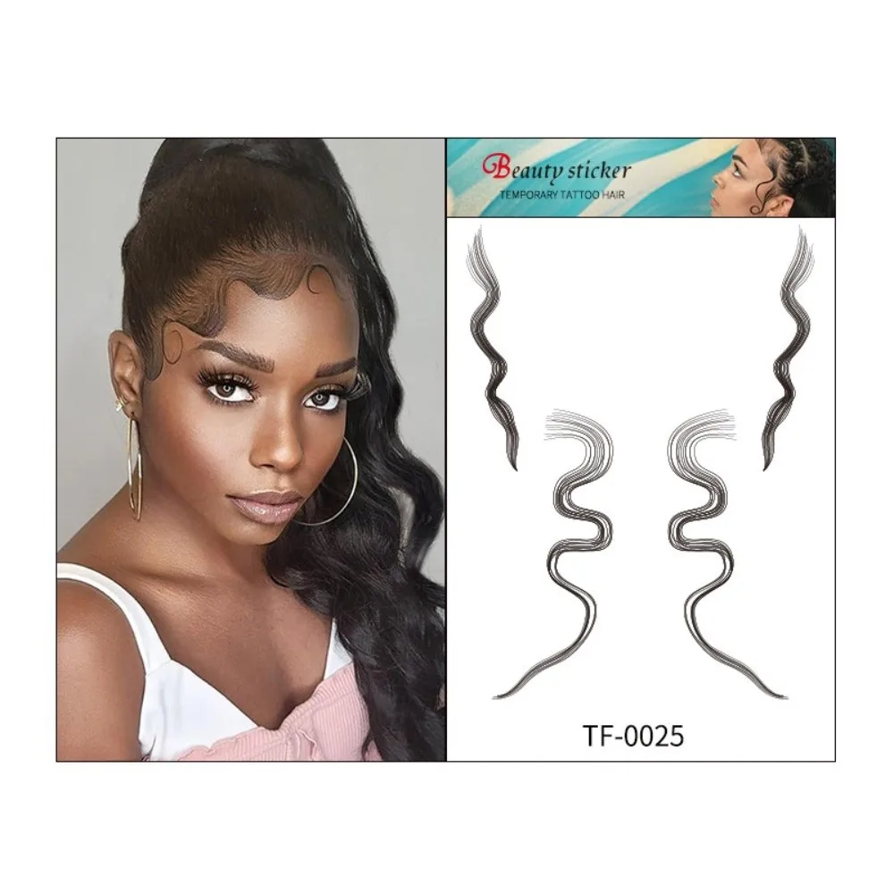

Curly Hair Waterproof Hair Edges Temporary Tattoos Disposable Long Lasting Hairline Stickers DIY Bangs Stickers Makeup
