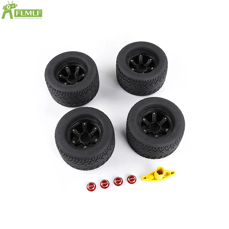 On-Road Wheel Tyre with Wheel Nut & Wrench Set Fit for 1/5 Traxxas MAX-X TRX X-Maxx XMAXX Rc Car Toys Parts Tire Size 200x120mm