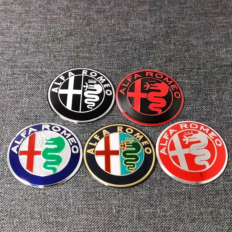 1pcs Car Front Grill Emblem Covers Rear Trunk Badge Wheel hub sticker For Alfa Romeo Giulietta 147 156 Mito Brera Giulia Stelvio