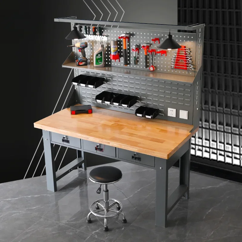 Solid wood table board repair workbench, multi-function with drawers