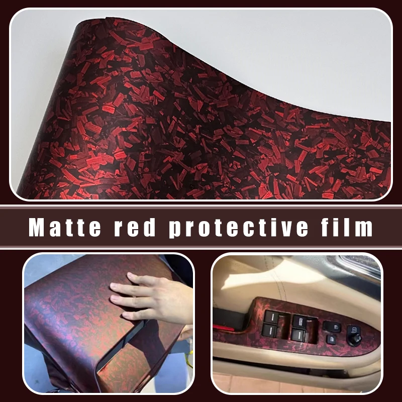 Hochwertige matte geschmiedete Kohlefaser, schwarz, rot, Motorrad-Aufkleber für Auto, selbstklebendes Vinyl, Autoverpackungsfolie, Vinyl-Zubehör