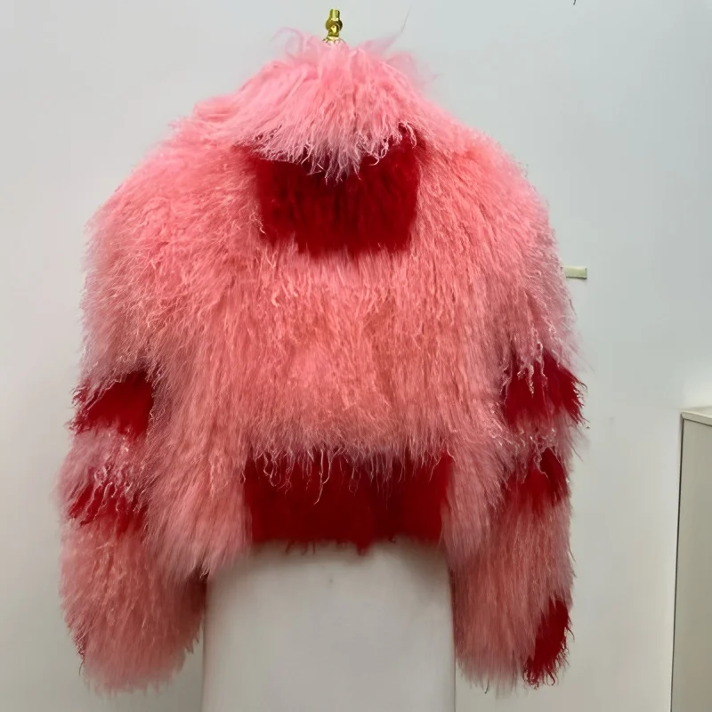 معطف فرو صوف للشاطئ المنغولي لونين طول 40 سنتيمتر سترة من جلد الغنم في الهواء الطلق معطف فرو حقيقي المفضل للنساء في الشتاء في الهواء الطلق