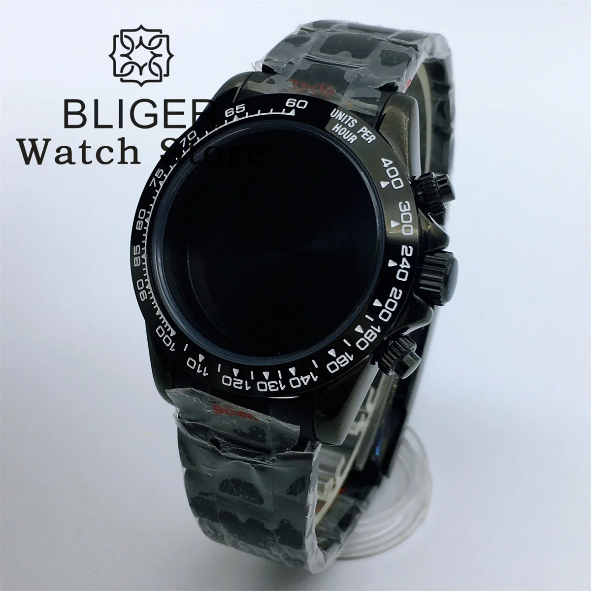 

BLIGER 39mm For VK63 Movement Case Japan Quartz Chronograph Multi-functional Sapphire Crystal Stainless Steel Bracelet