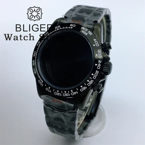 BLIGER-pulsera de acero inoxidable de cristal de zafiro multifuncional, cronógrafo de cuarzo japonés, caja de movimiento VK63, 39mm