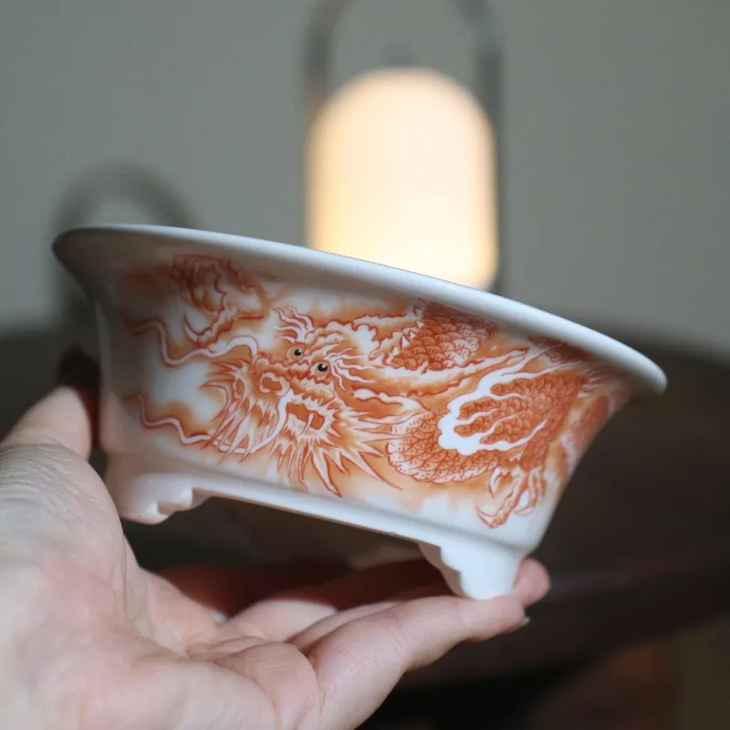 

Sticker Glazed Bonsai Pot Round Ceramic Pot